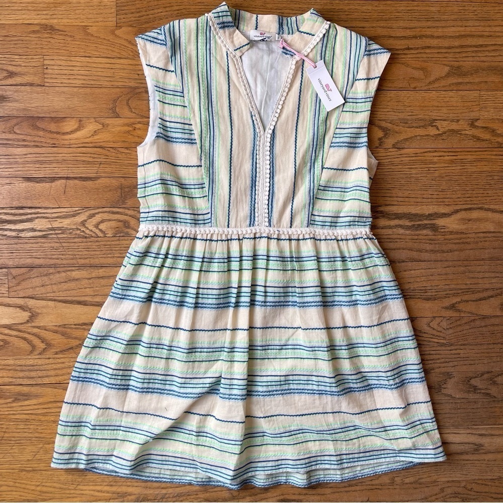 NEW Vineyard Vines Jacquard Notch Neck Dress Tide Blue Size Medium NWT